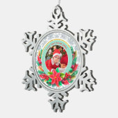 Baby's First Christmas Custom Name Photo Keepsake スノーフレークピューターオーナメント (右)