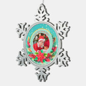 Baby's First Christmas Custom Name Photo Keepsake スノーフレークピューターオーナメント (右)