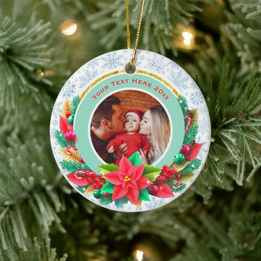 Baby's First Christmas Custom Name Photo Keepsake セラミックオーナメント (ツリー)