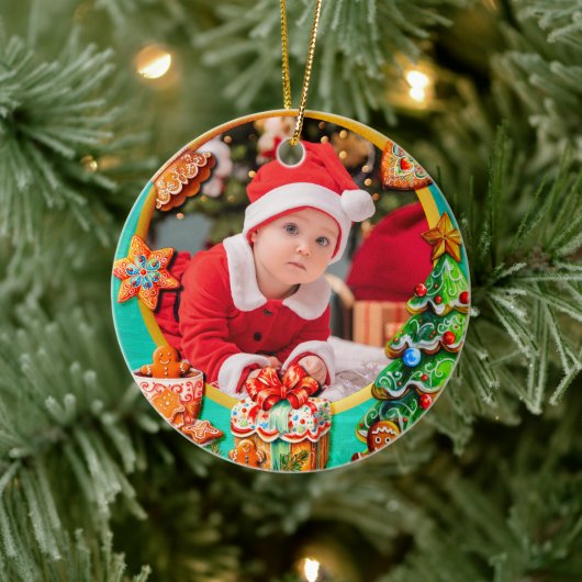 Baby's First Christmas Custom Name Photo Keepsake セラミックオーナメント (ツリー)
