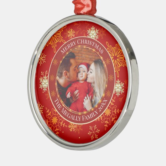 Baby's First Christmas Custom Name Photo Keepsake メタルオーナメント (左)