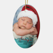 Baby's First Christmas Double Sided Photo Oval セラミックオーナメント (左)