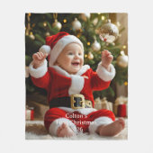 Baby's First Christmas Fleece Blanket Custom Photo フリースブランケット (正面)
