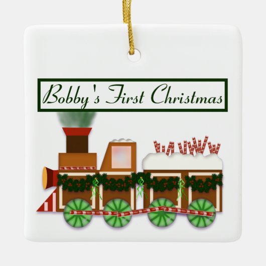 Baby's First Christmas, Gingerbread & Candy Train セラミックオーナメント (正面)