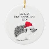 Baby's First Christmas Hedgehog Forest Boy セラミックオーナメント (正面)