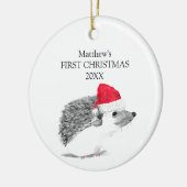 Baby's First Christmas Hedgehog Forest Boy セラミックオーナメント (左)