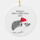 Baby's First Christmas Hedgehog Forest Boy セラミックオーナメント (裏面)