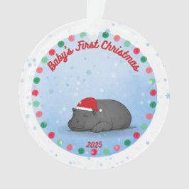 Baby's First Christmas -Hippo Acrylic Ornament オーナメント
