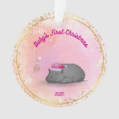 Baby's First Christmas-Hippo Ornament-Customizable オーナメント (正面)