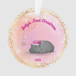 Baby's First Christmas-Hippo Ornament-Customizable オーナメント