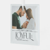 Babys First Christmas Joyful Birth Announcement ガラスオーナメント (正面左)