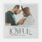 Babys First Christmas Joyful Birth Announcement ガラスオーナメント (正面)