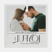 Babys First Christmas Joyful Birth Announcement ガラスオーナメント (裏面)