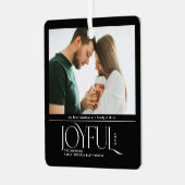 Babys First Christmas Joyful Birth Announcement メタルオーナメント (正面左)