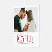 Babys First Christmas Joyful Birth Announcement メタルオーナメント (正面左)