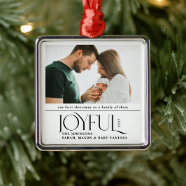 Babys First Christmas Joyful Birth Announcement メタルオーナメント