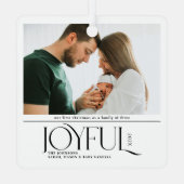 Babys First Christmas Joyful Birth Announcement メタルオーナメント (裏面)