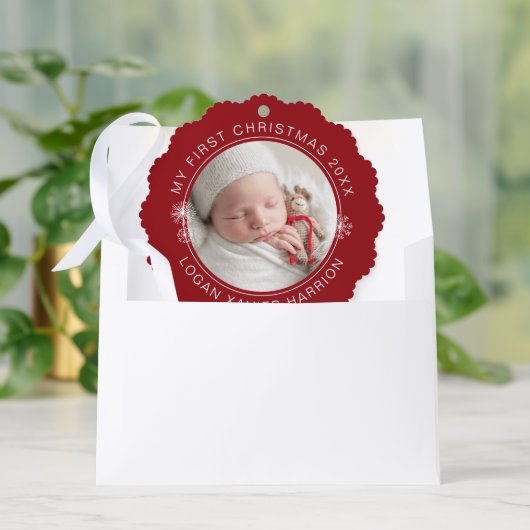 Baby's First Christmas Keepsake Photo オーナメントカード (封筒)