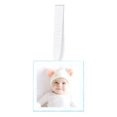 Baby's First Christmas | Light Blue Multi Photo キューブオーナメント (正面)