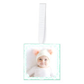 Baby's First Christmas | Mint Green Multi Photo キューブオーナメント (正面)