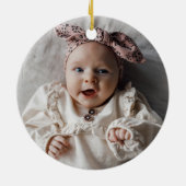 Baby's First Christmas Modern Minimalist Photo セラミックオーナメント (裏面)