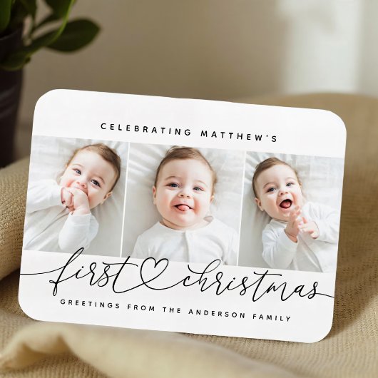 Baby's First Christmas Modern Simple 3 Photo マグネット