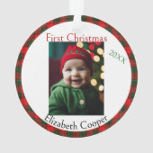 Baby's First Christmas Name Year Teddy Bear オーナメント (裏面)