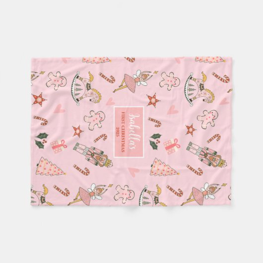 Babys First Christmas Nutcracker フリースブランケット (正面(横))