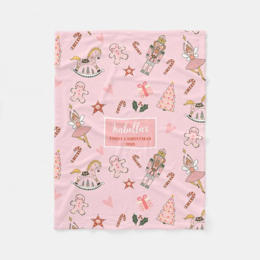 Babys First Christmas Nutcracker フリースブランケット (正面)
