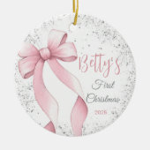 Baby's First Christmas Ornament Bow Coquette セラミックオーナメント (正面)