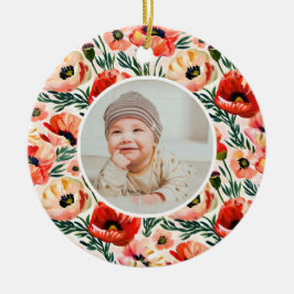 Baby's First Christmas Ornament Classic Floral セラミックオーナメント