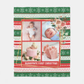 Baby's First Christmas Personalized 4 Photo  フリースブランケット (正面)