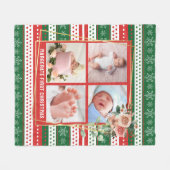 Baby's First Christmas Personalized 4 Photo  フリースブランケット (正面(横))