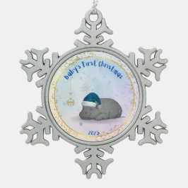 Baby's First Christmas - Pewter Hippo Ornament スノーフレークピューターオーナメント