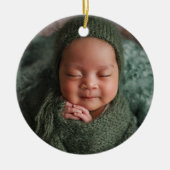 Baby's First Christmas Photo Birth Stats  セラミックオーナメント (正面)