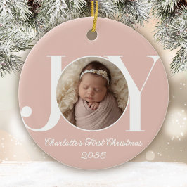 Baby's First Christmas Photo Blush Pink セラミックオーナメント