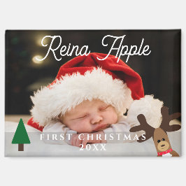 Baby's First Christmas Photo Cute Reindeer Magnet マグネット