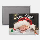 Baby's First Christmas Photo Cute Reindeer Magnet マグネット (正面/裏面)