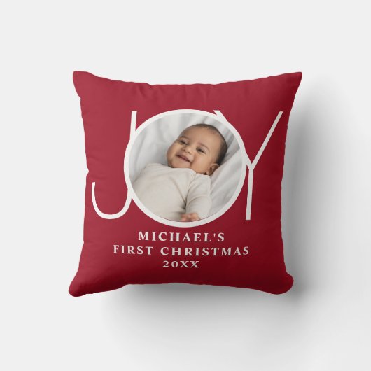 Baby's First Christmas Photo Red クッション (裏面)