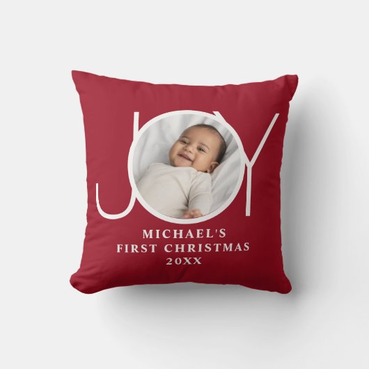 Baby's First Christmas Photo Red クッション (正面)