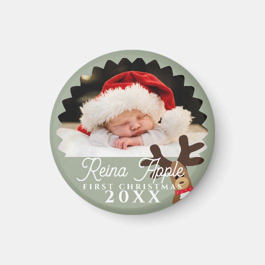 Baby's First Christmas Photo Reindeer Magnet マグネット (正面)