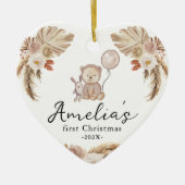 Baby's First Christmas Photo Year Cute Boho Bear セラミックオーナメント (正面)