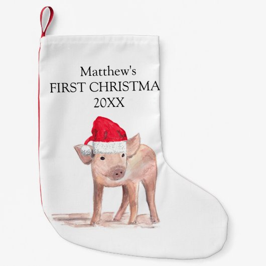 Baby's First Christmas Piglet Pig Forest Boy スモールクリスマスストッキング (正面)