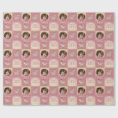 Baby's First Christmas Pink Deer Photo ラッピングペーパー (フラット)