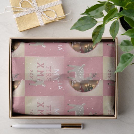 Baby's First Christmas Pink Deer Photo 薄葉紙 (ギフト)