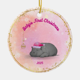 Baby's First Christmas - Porcelain Hippo Ornament セラミックオーナメント