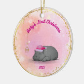 Baby's First Christmas - Porcelain Hippo Ornament セラミックオーナメント (左)