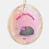 Baby's First Christmas - Porcelain Hippo Ornament セラミックオーナメント (左)
