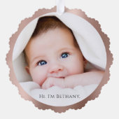 Baby's First Christmas Rose Gold Photo Keepsake オーナメントカード (裏面)