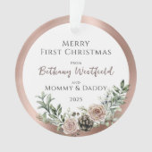 Baby's First Christmas Rose Gold Photo Keepsake オーナメント (正面)